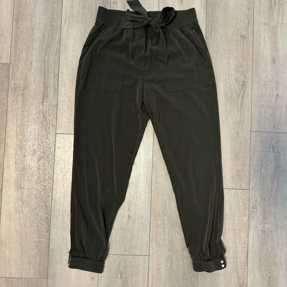 Dark Olive and Light Pink(?) Dynamite Sasha Jogger Pants with Tie Waist